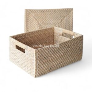 White Rattan Storage Basket