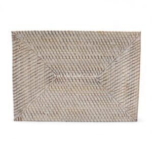 White Rattan Tray with Handles