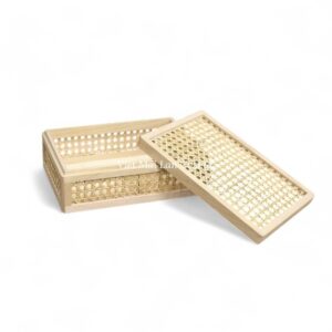 White Rectangular Rattan Box