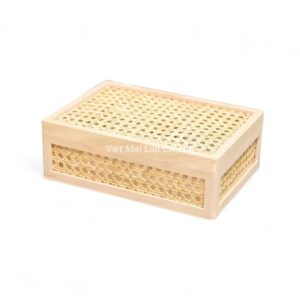 White Rectangular Rattan Box