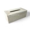 White Rectangular Rattan Tissue Box