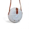 White Round Rattan Bag