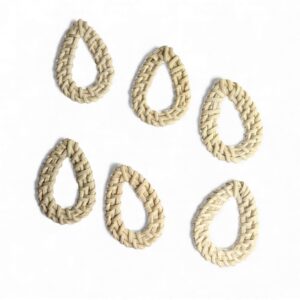 White Teardrop Rattan Charm