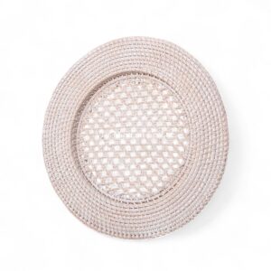 White Wash Rattan Charger Plate