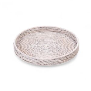 White Wash Rattan Tray