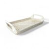 White Wash Rectangular Rattan Tray