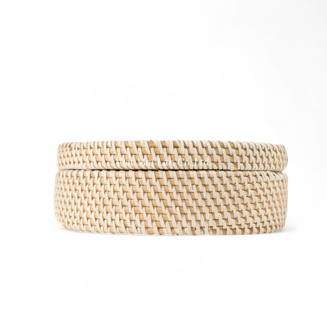 White wash Rattan Box