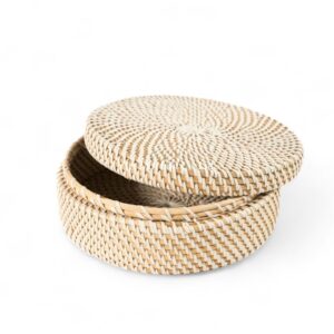 White wash Rattan Box
