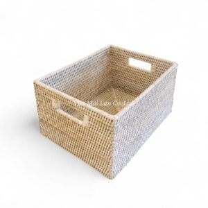 White wash Rattan Storage Basket