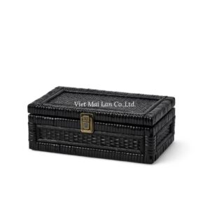 Woven Black Rattan Box