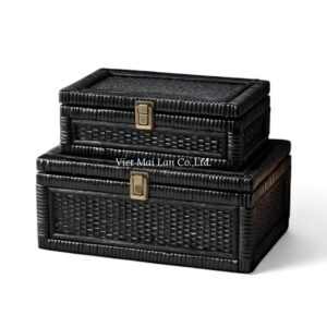 Woven Black Rattan Box