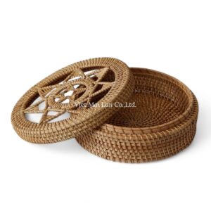Woven Round Rattan Box
