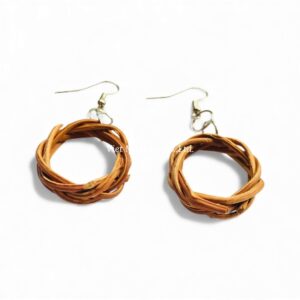 Woven Round Rattan Earrings