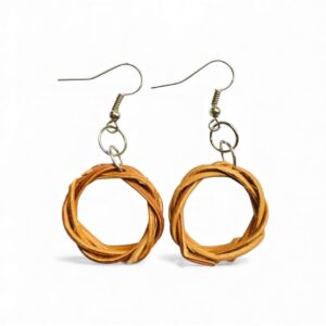 Woven Round Rattan Earrings